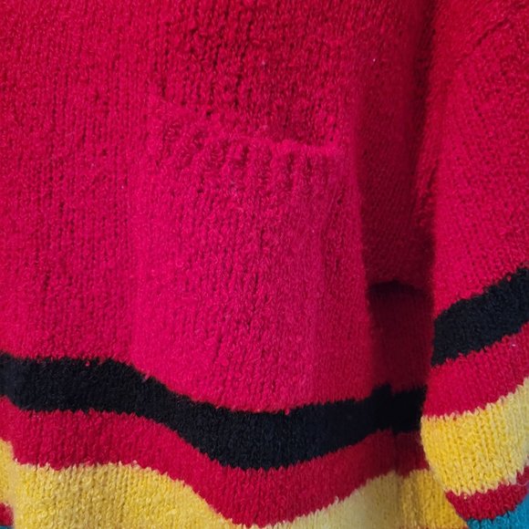 Beldoch Popper M Striped Red Pullover Sweater‎ Primary Colors Pocket - Picture 4 of 5
